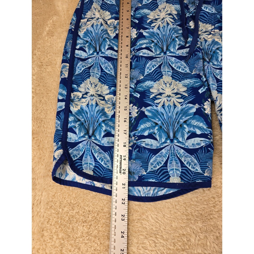 Vintage Old Navy Mens Board Shorts Blue White Tropical Floral Swim Trunks XXL - Picture 6 of 11